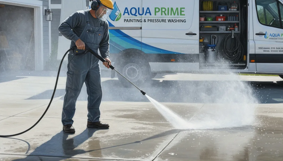Concrete pressure cleaning in Tulsa, OK for driveways, patios, and walkways by Tulsa Paint Pros