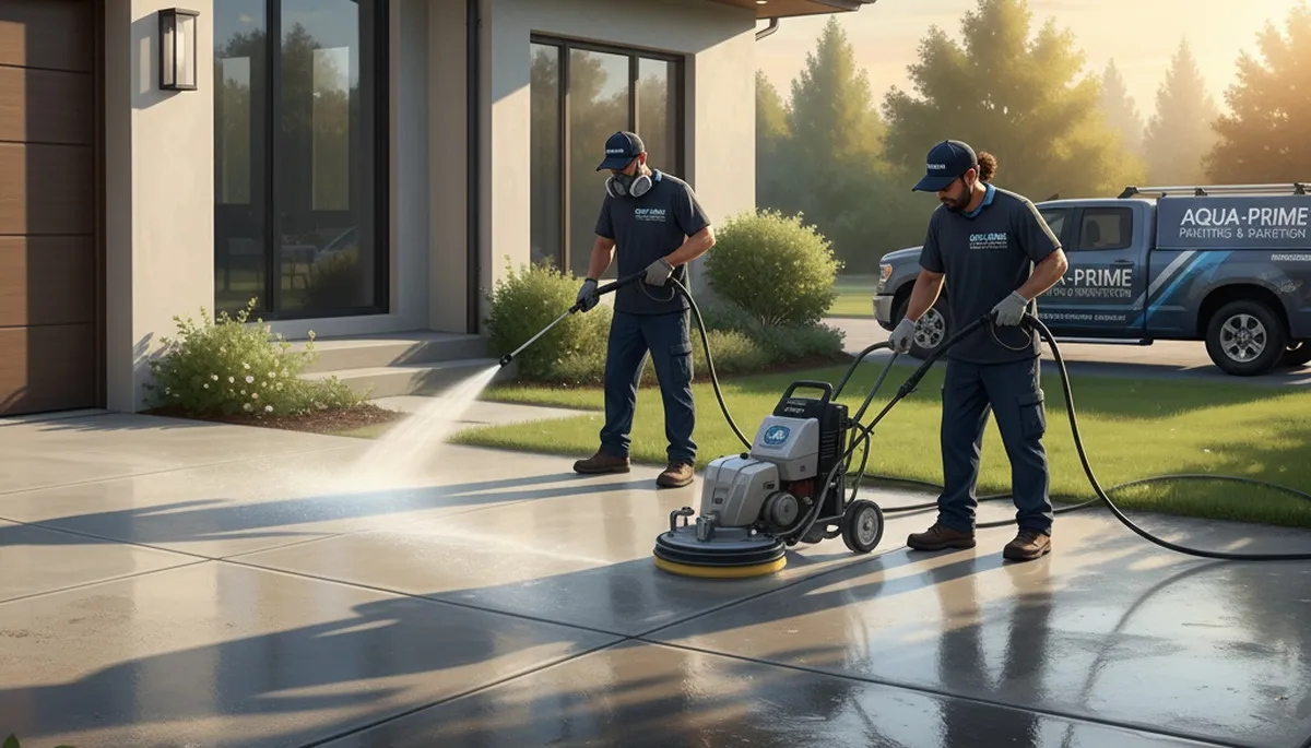 Concrete pressure cleaning in Tulsa, OK for driveways, patios, and walkways by Tulsa Paint Pros