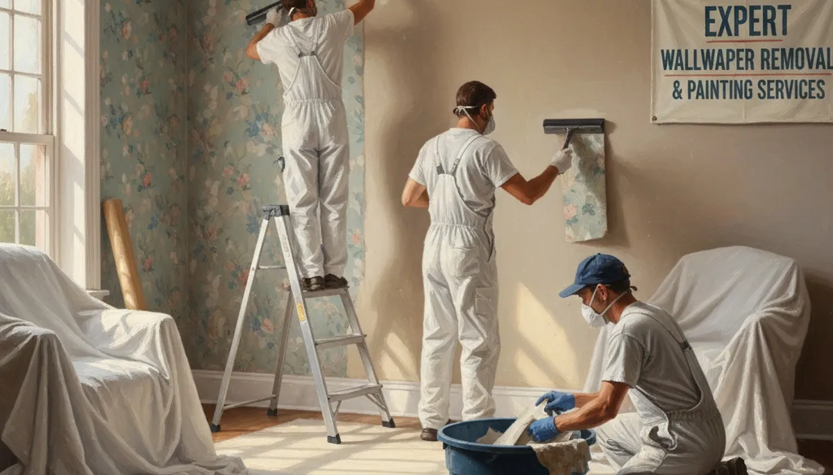 Wallpaper removal service in Tulsa, OK by Tulsa Paint Pros for clean, smooth walls